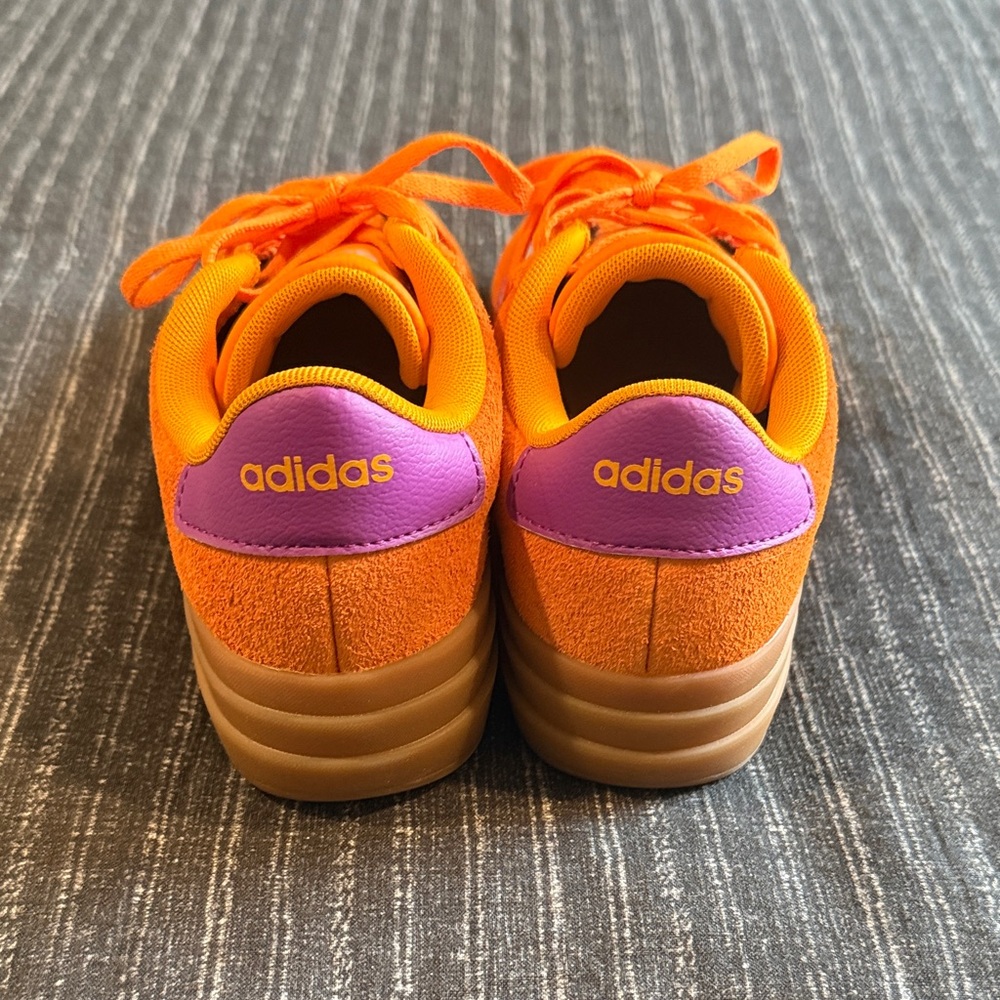 Adidas Women’s Platform VL Court Bright Orange and Light Blue Sneakers - Picture 3 of 7